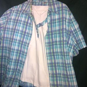 Lot of 15 spring tops , shortsleeved.  cotton/poly prints, sizes 22W or 2x.